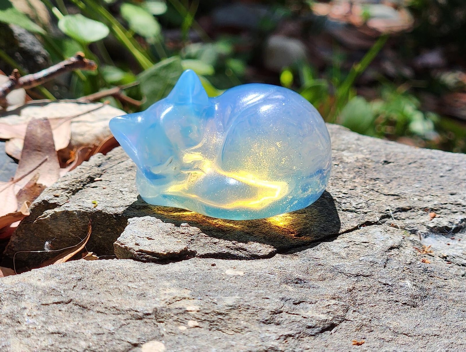 Blue Opalite Stone Cat Opalite Kitten Crystal Mineral Specimen Home Decoration