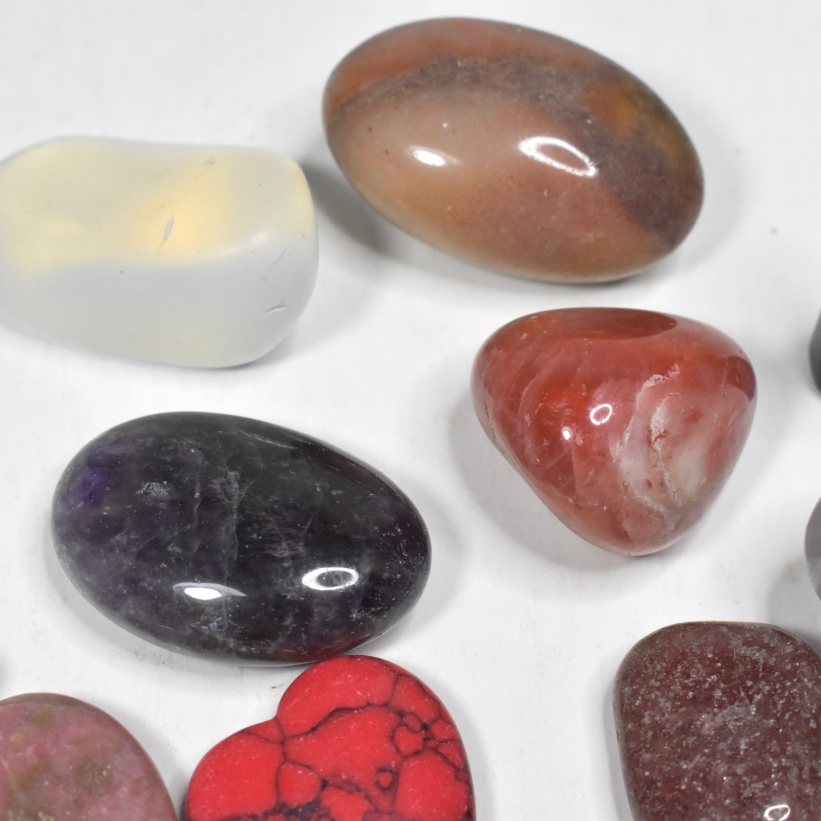 Assortment of Tumbled Stones Crystals Polished Rocks Mixed Lot Opalite Amethyst