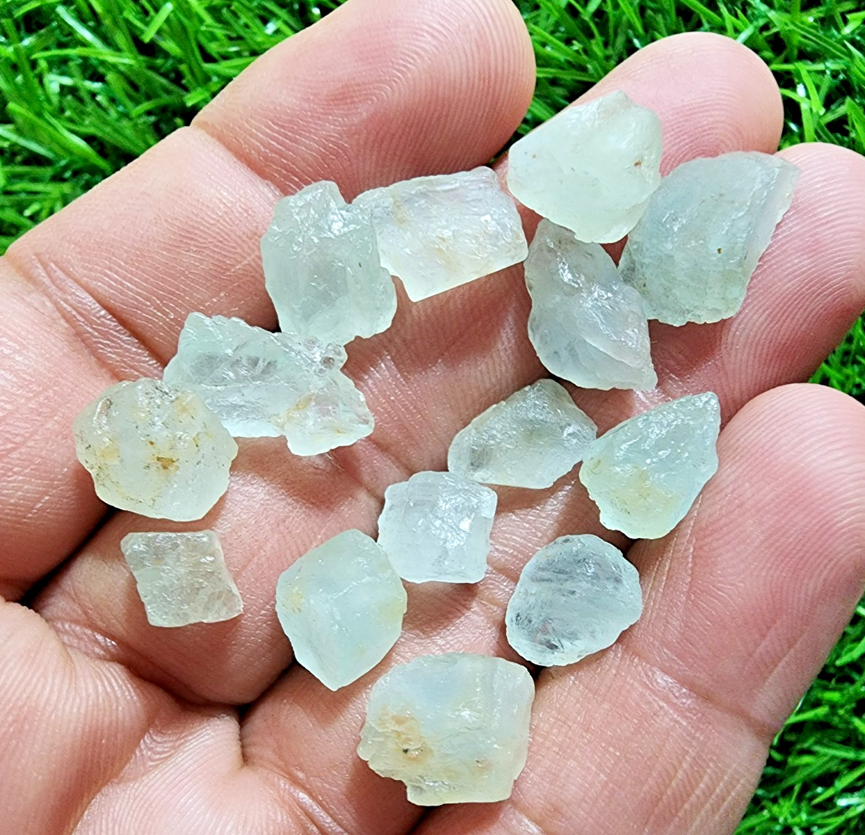 14 Pcs Mickey Aquamarine Gemstone Rough Lot 9-16 mm Aquamarine Rough Stone Bulk