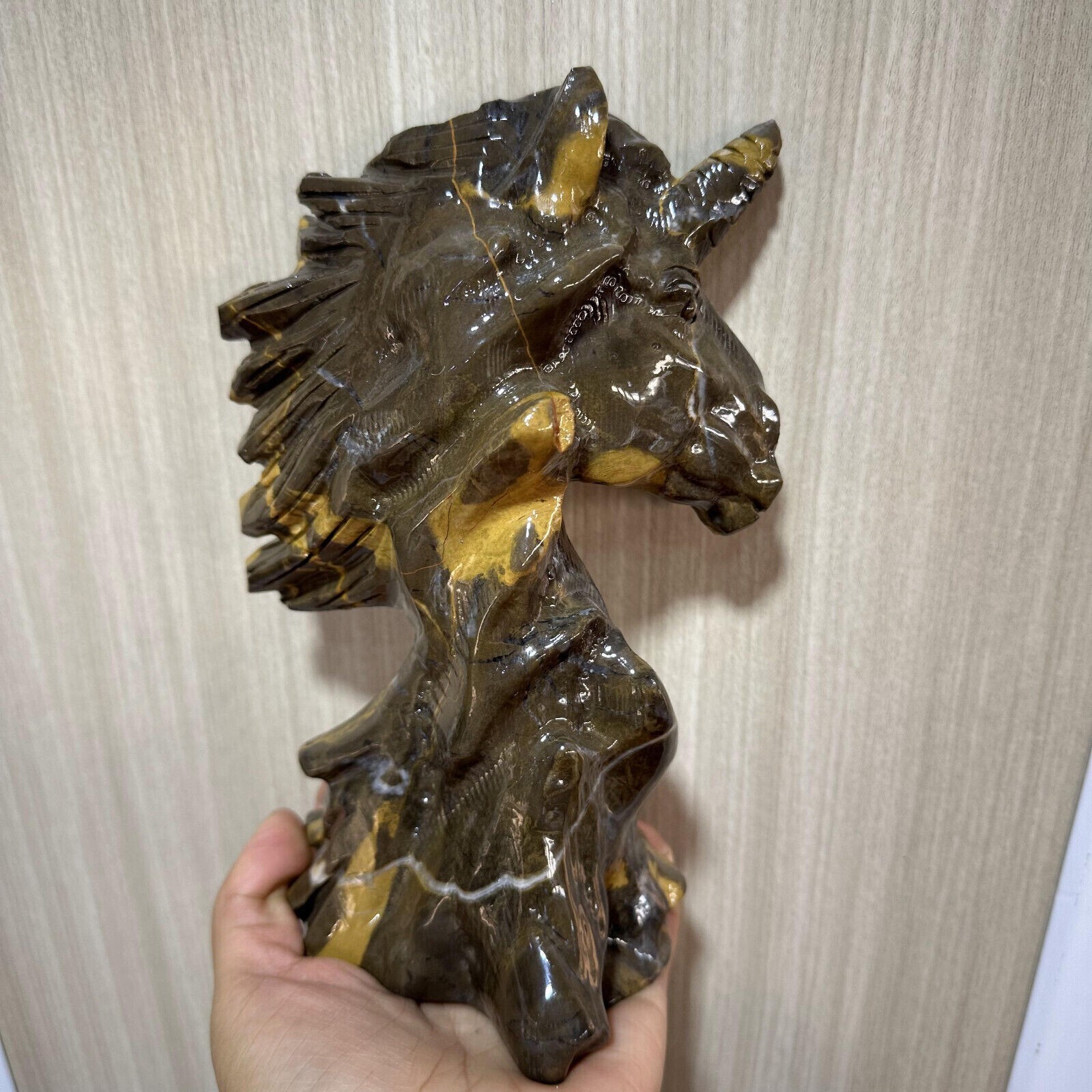 1pc natural Sand topaz hand engraving unicorn skull crystal healing energy gift