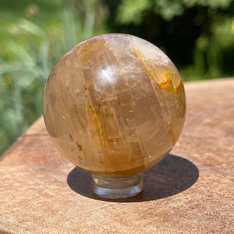 Dendritic Golden Healer Sphere with Asterism – No. 9