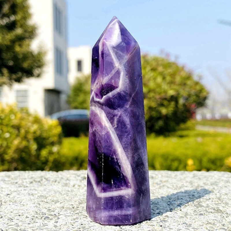 78g Natural dreamy amethyst obelisk quartz crystal energy column