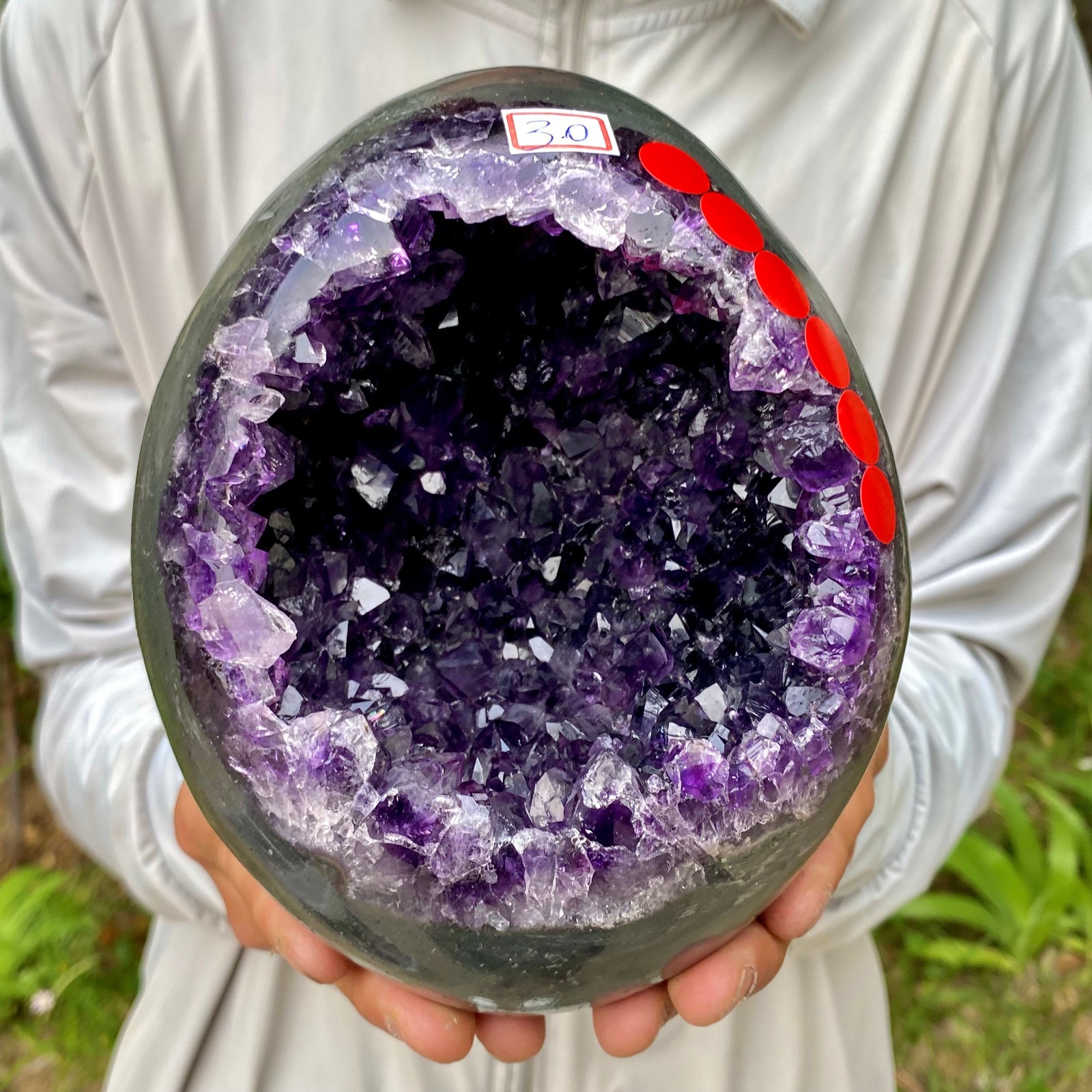 6.59LB High quality Natural Amethyst geode quartz crystal Dinosaur egg healing