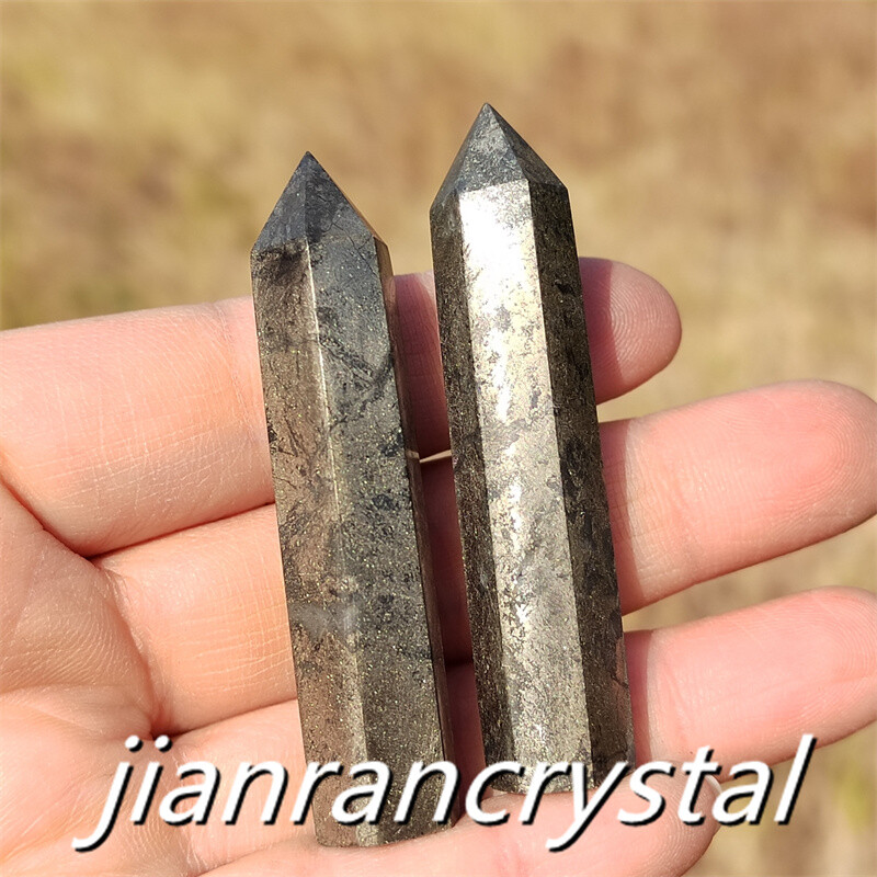 3pcs Natural Pyrite Wand Quartz Crystal Obelisk Point Tower Healing 5.5cm