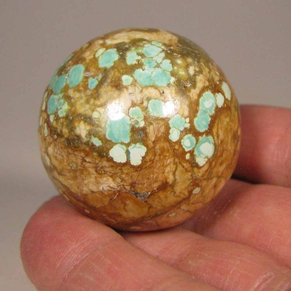 40mm TURQUOISE Gemstone Sphere Ball w/ Stand – Nevada Number 8 Mine