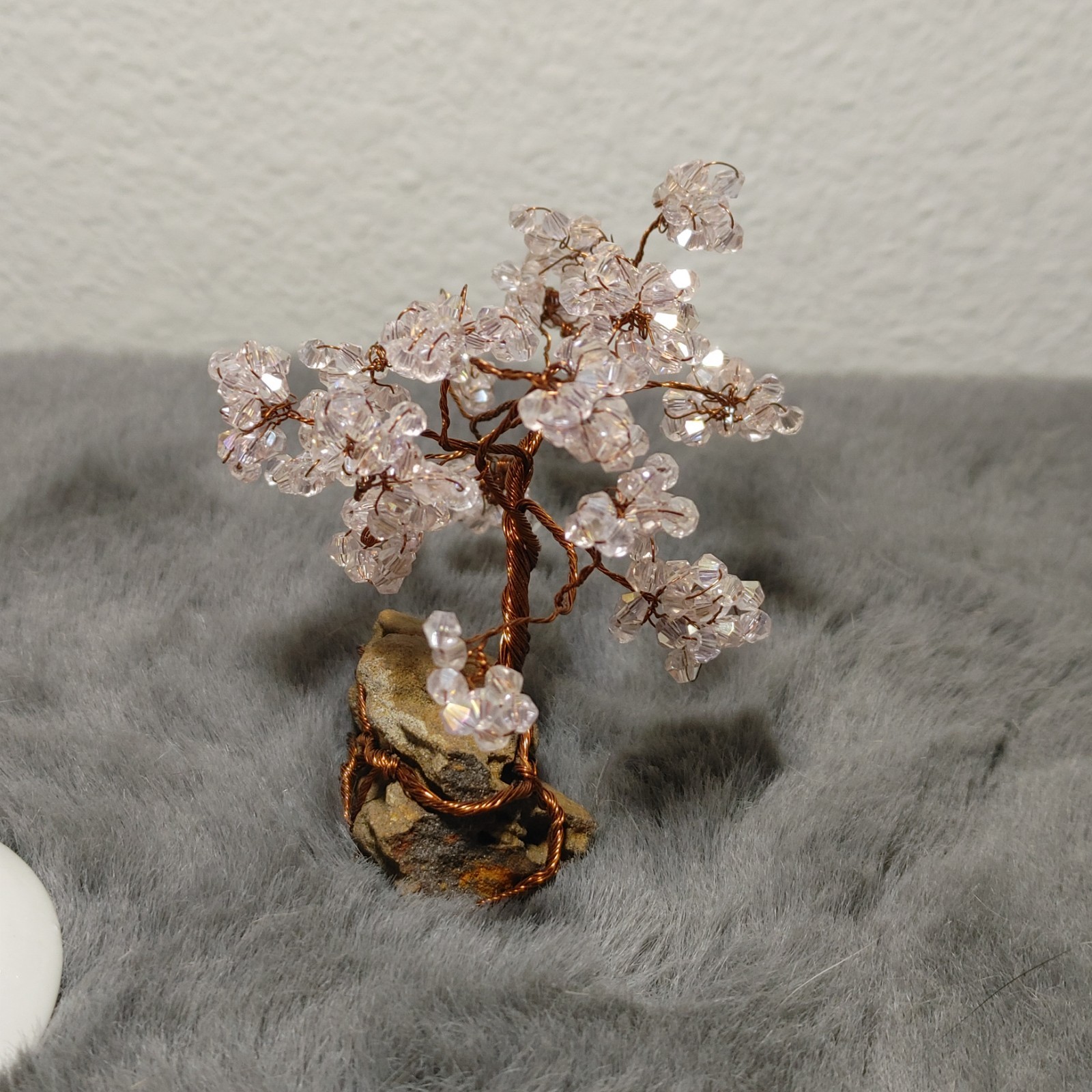 Crystal Cherry Blossom Tree On Petrified Wood Base 7.5 inches