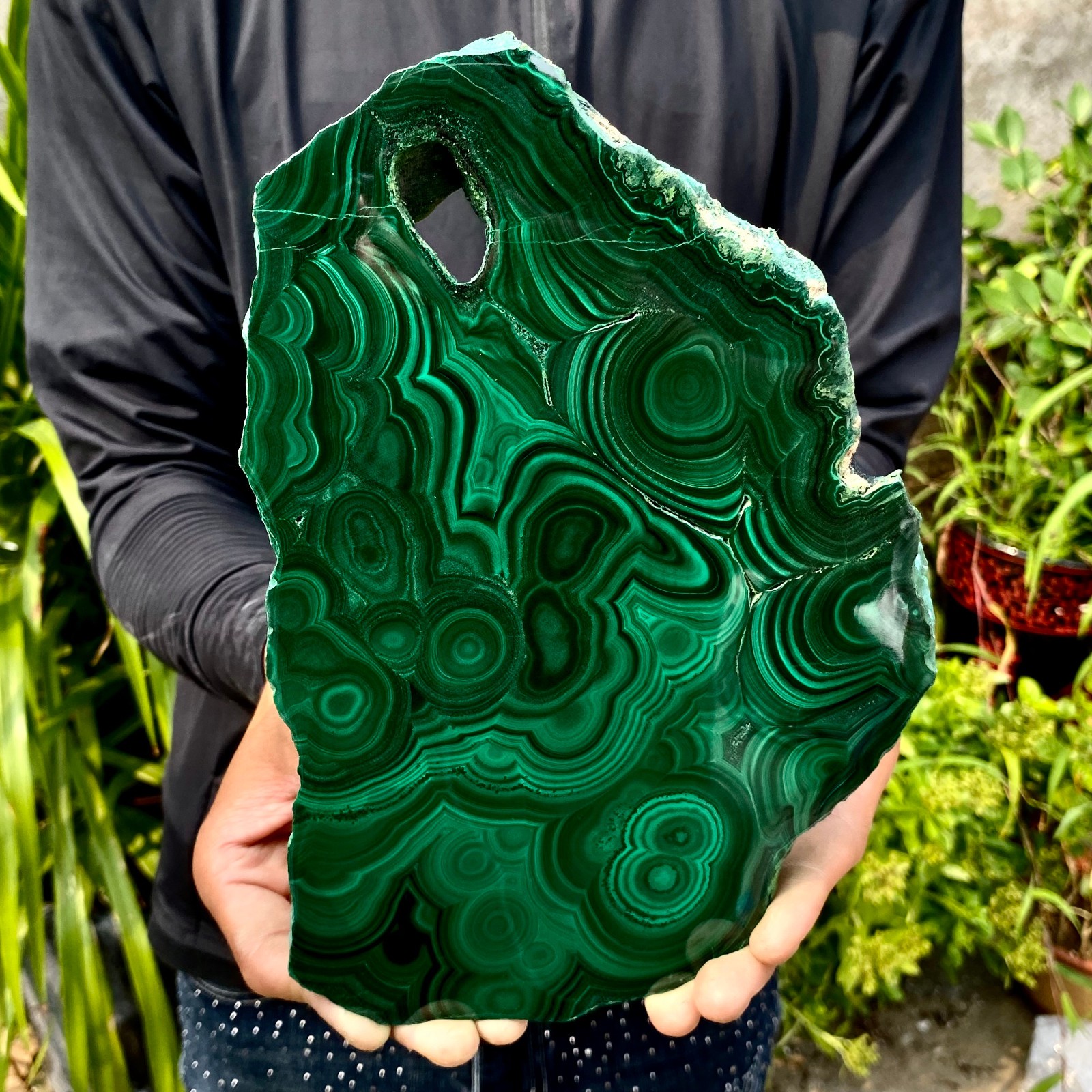 3.85LB Natural Green Malachite Slab Quartz Crystal Slice Ore Specimen Healing