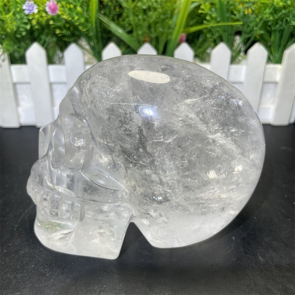 2.5LB 4.5″ A++ Natural Clear Quartz Skull Carving Crystal Healing Carved Decor