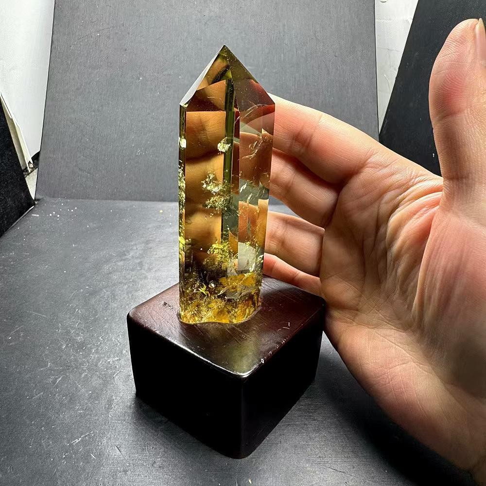 240g Natural Citrine Quartz Obelisk Energy Crystal Tower Point Reiki+Stand