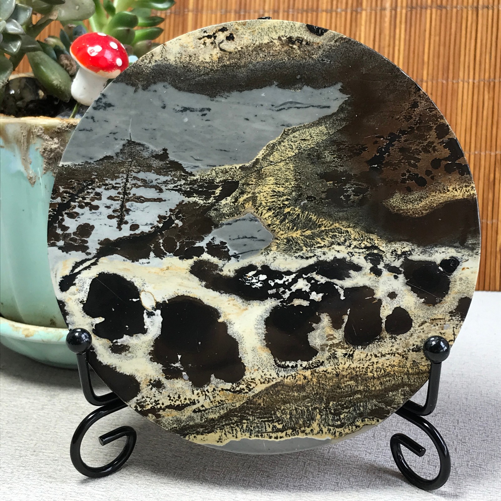 99mm Natural Chinese painting stone crystal ornaments for home decoration A6401