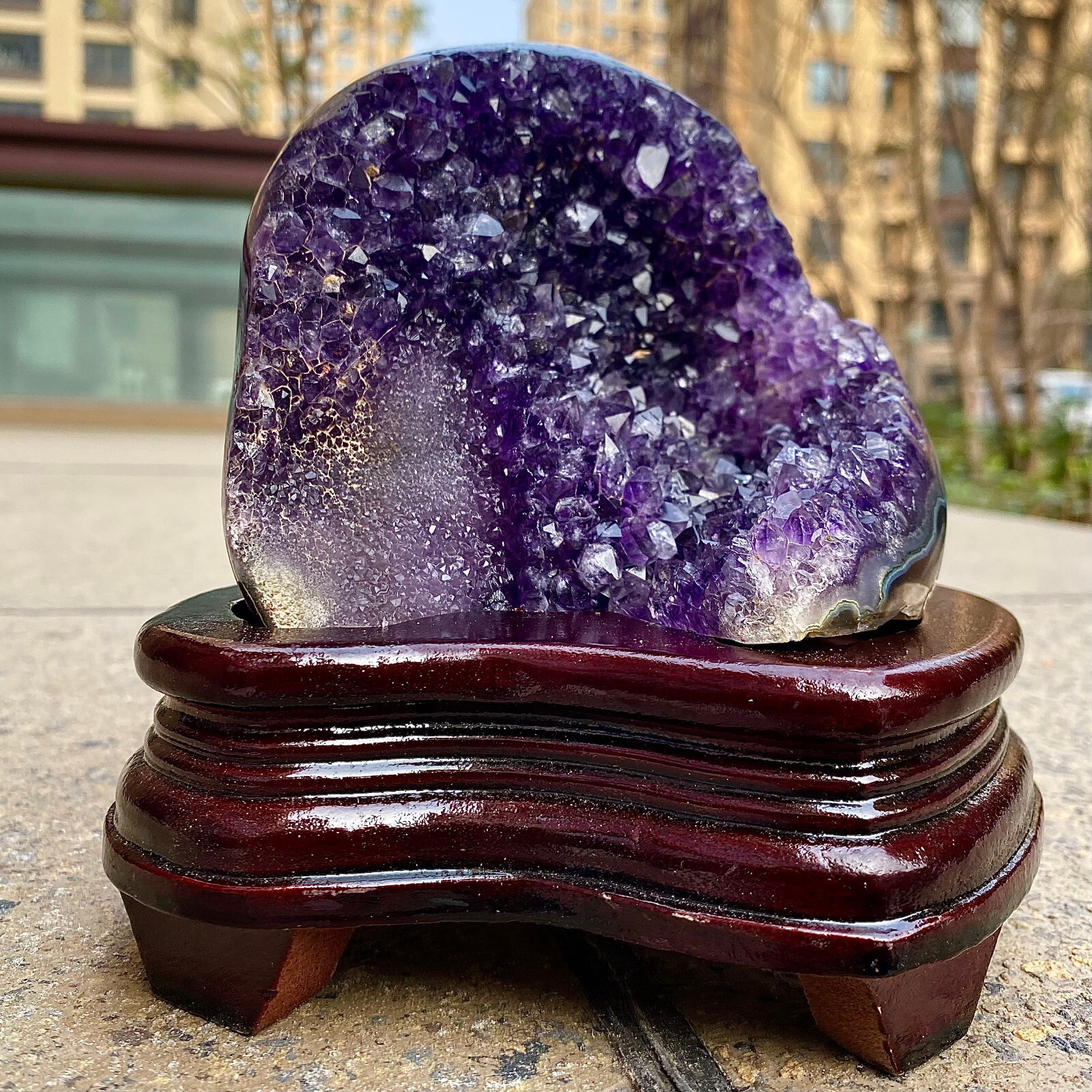 2.24LB Natural Uruguayan Amethyst Quartz Cave Geode Crystal Healing+base