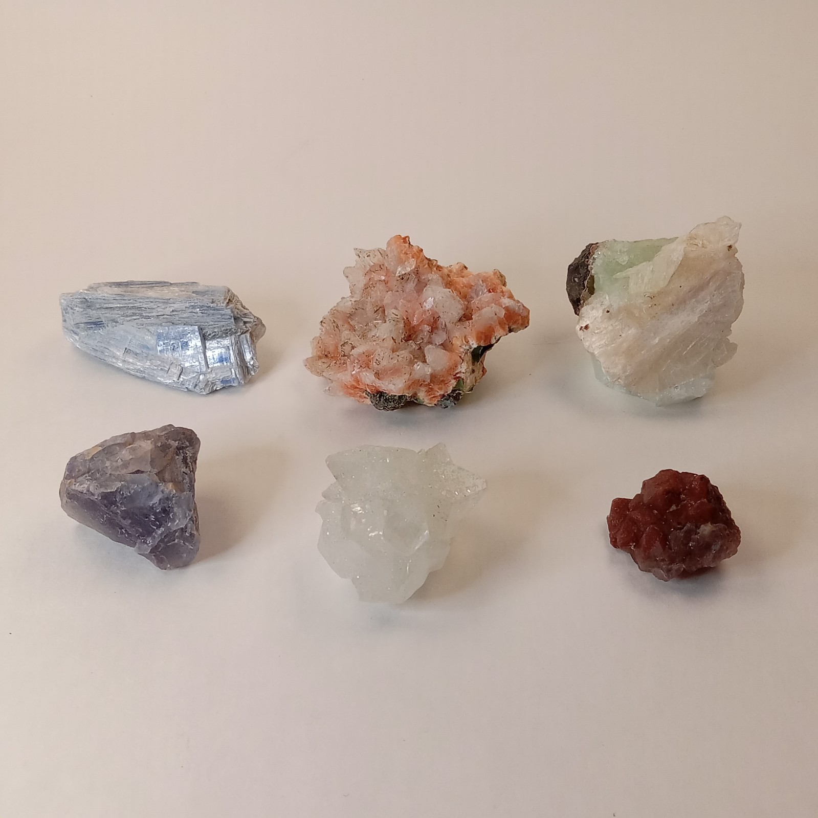 Mixed Mineral Specimen Lot 6pc Kyanite Apophyllite Garnet Stilbite I12