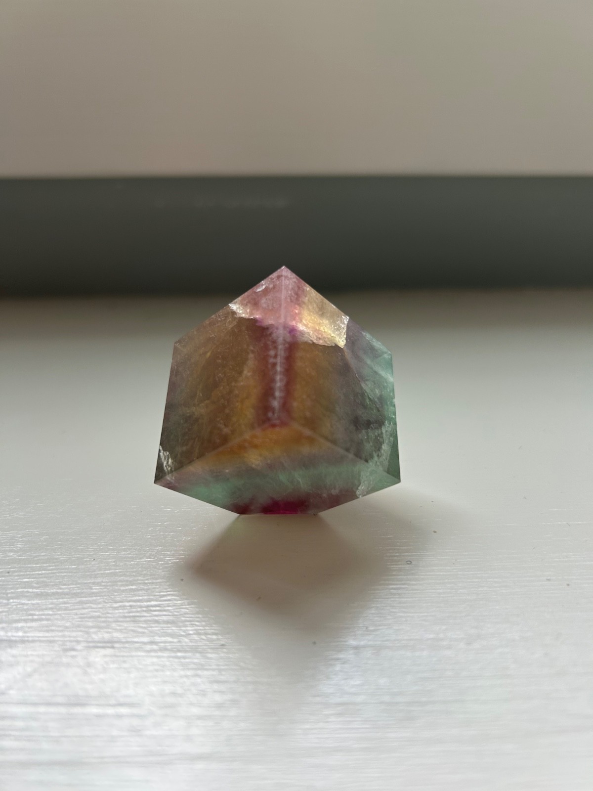 Beautiful 1.25” Tricolor Rainbow Fluorite Cut Cube 128g