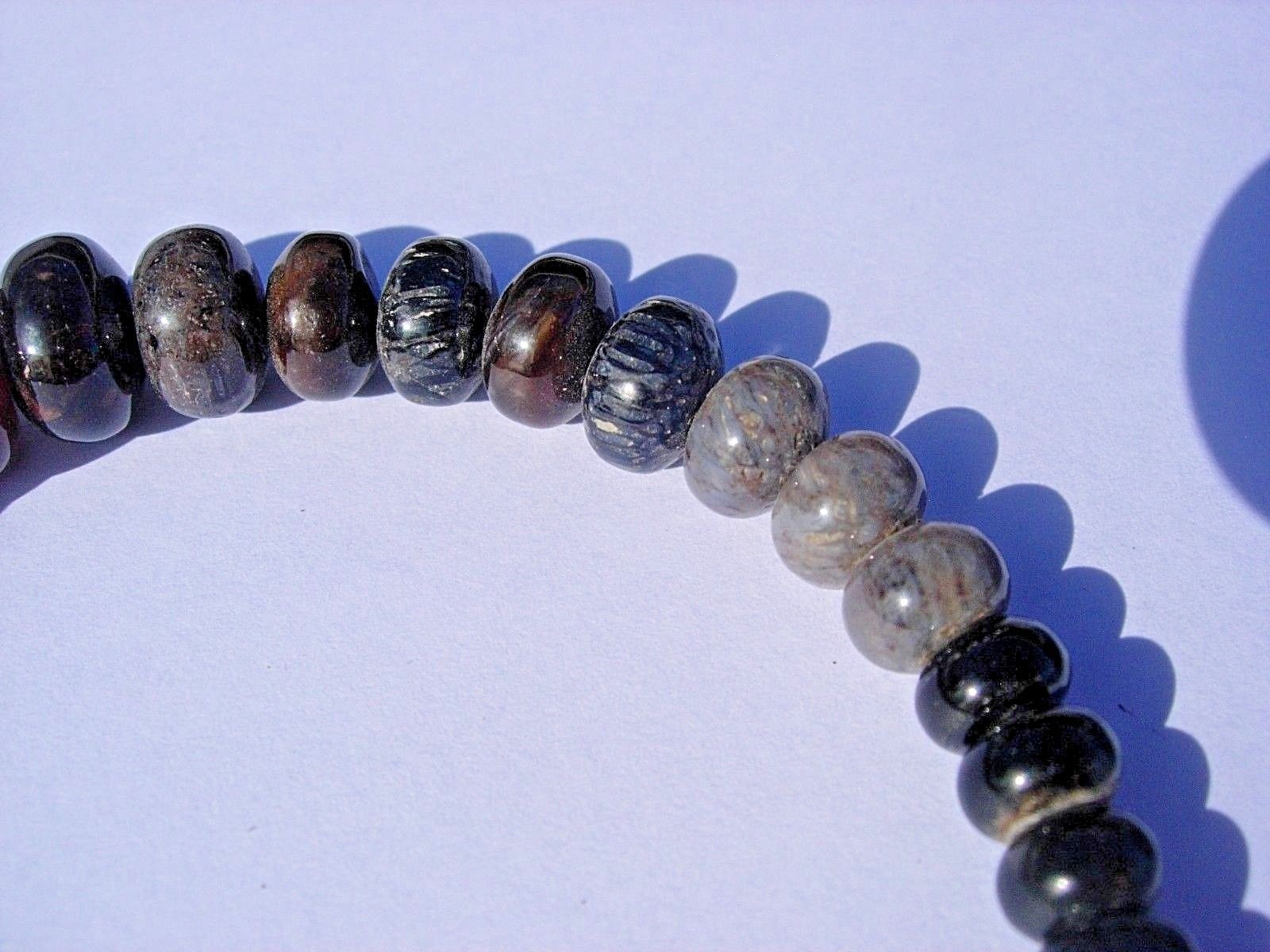 63 grams Tempskya Fern Tree Fossil & Blue Forest Petrified Wood beads Utah B-8