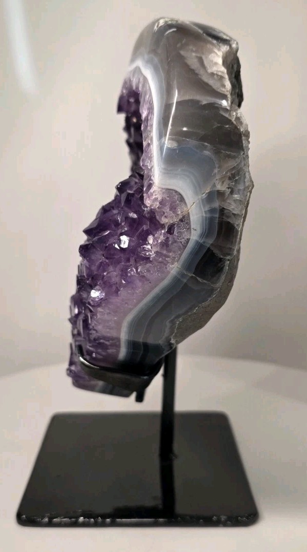 8″ 5LB 12oz Amethyst Heart Crystal Cluster Geode FREE Stand