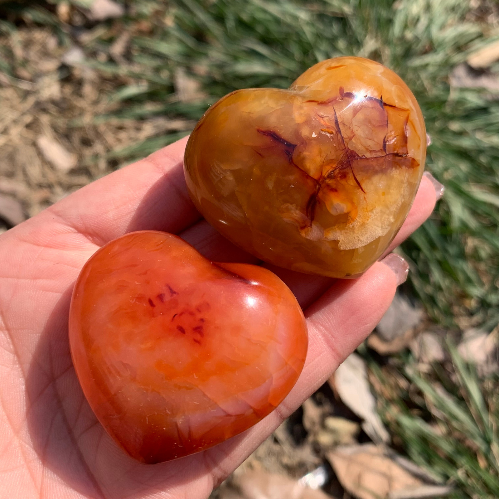 1LB natural carnelian heart quartz Mineral specimen crystal healing 7-8pcs