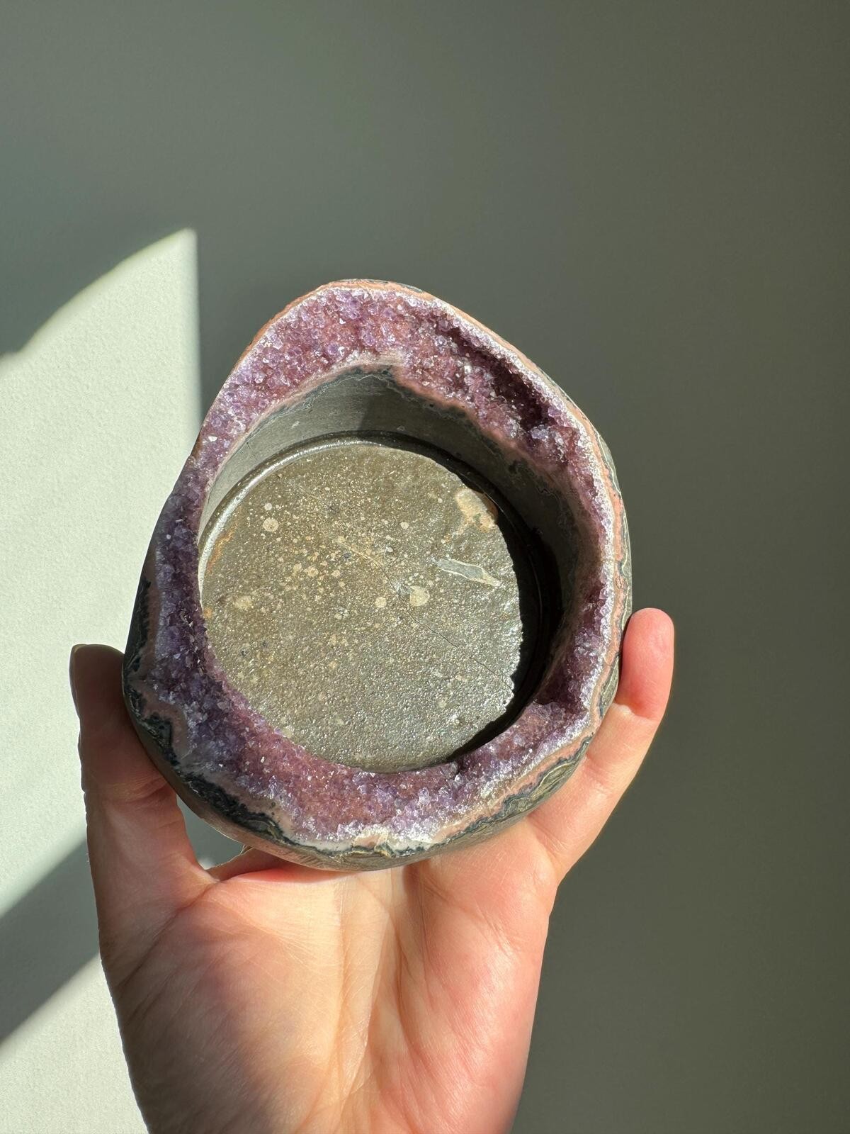 Galaxy Amethyst Crystal Cluster Geode Tea Light Candle Holder Plant Stand A11