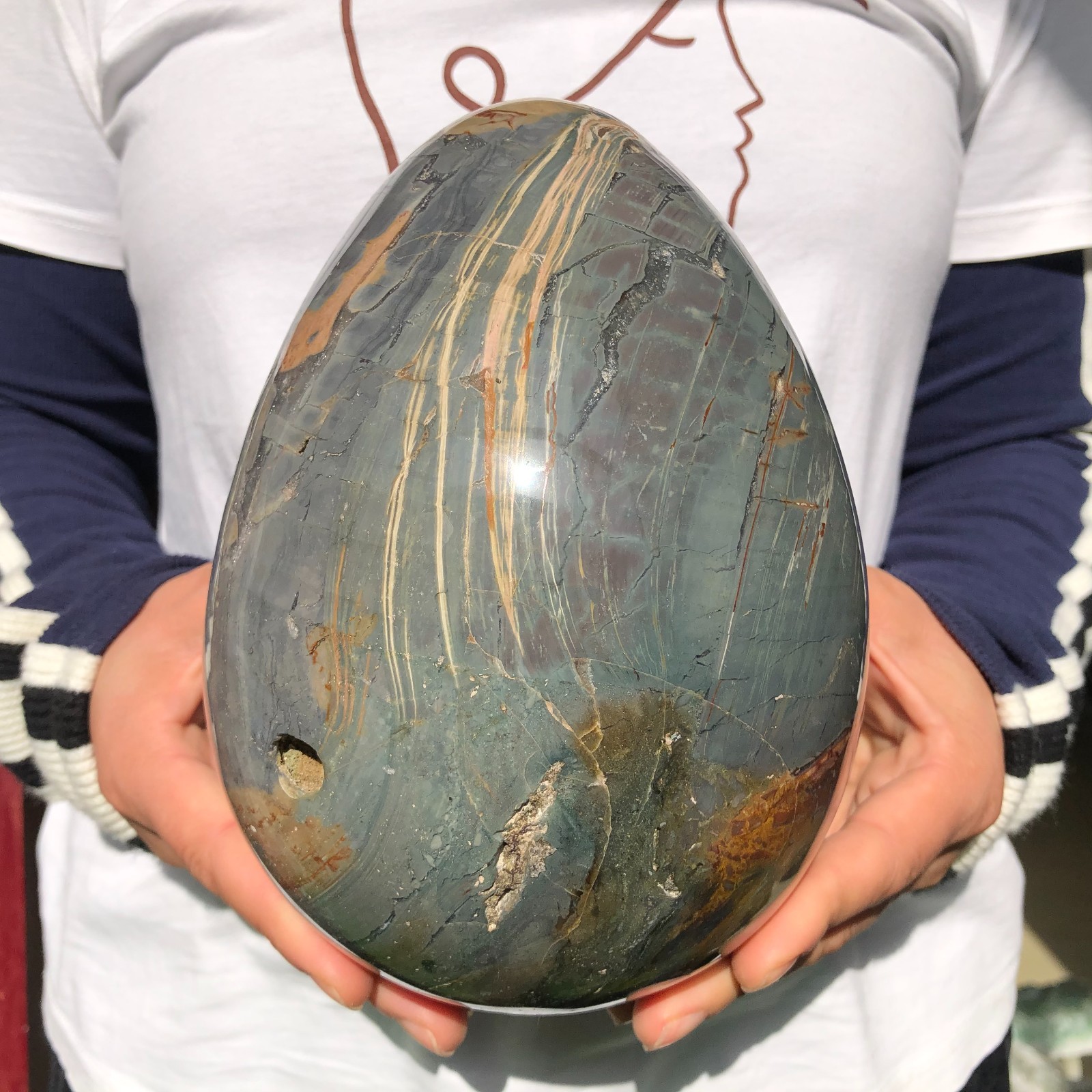 8.6LB Natural Ocean stone Quartz Crystal egg Mineral specimen Healing