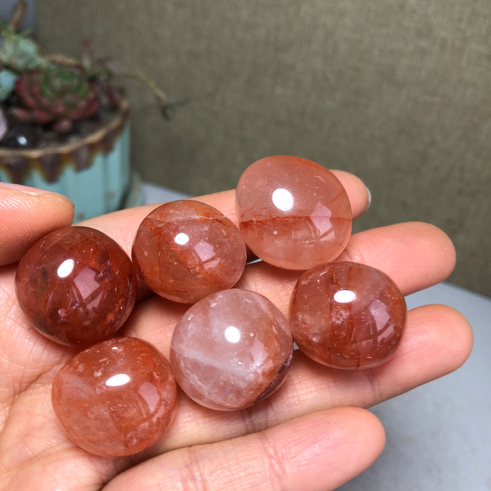 6pcs Natural Red gum flower semi-precious Crystal specimens 85g A35766