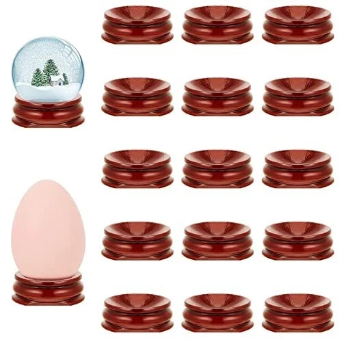 15 Pack Wooden Egg Stands Holders Displays Stand Ball Egg Base for Crystal Ball