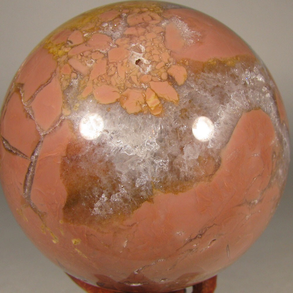 2.7″ PINK AGATE Polished Gemstone Sphere Ball w/ Stand – Brazil – 69mm