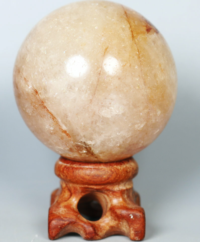 190 g NATURALRed PHANTOM MULTI-INCLUSIONS Rainbow CRYSTAL Sphere Ball / Stand