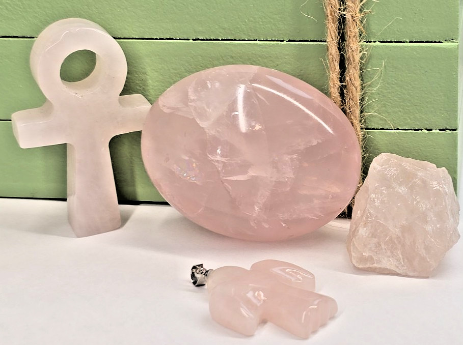Rose Quartz Crystal Set Self Care Gift Calm Anxiety Relief Stones Bundle