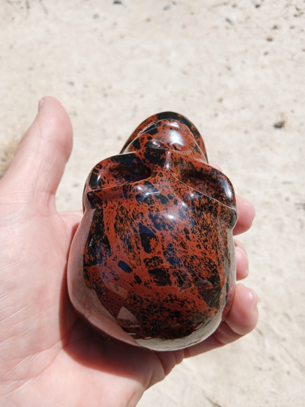 Beautiful Mahogany Obsidian Crystal Skull Carving. 3.75″. Over 1 pound! SK4