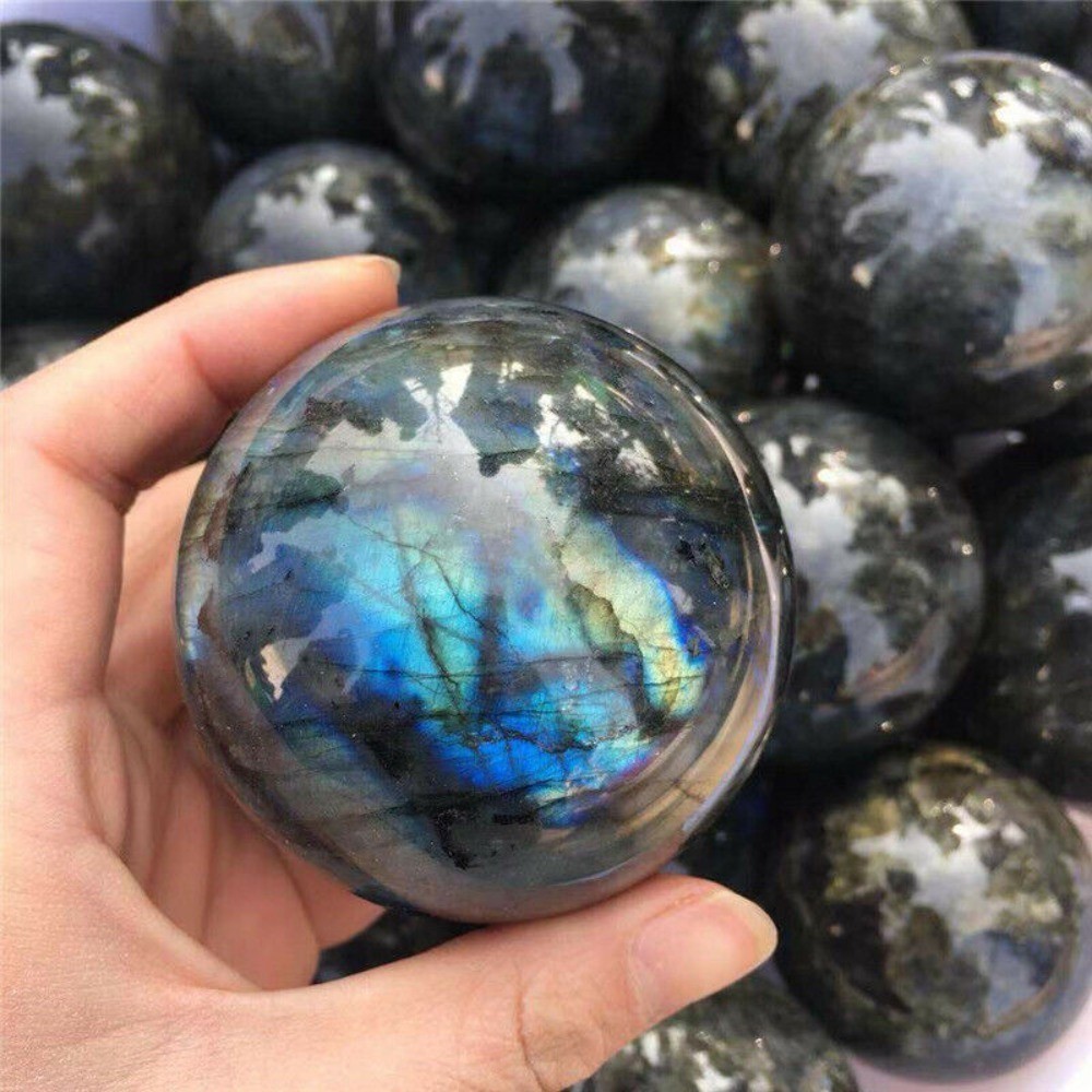 Natural Premium Labradorite Sphere Crystal Ball Reiki Healingstone Decor random