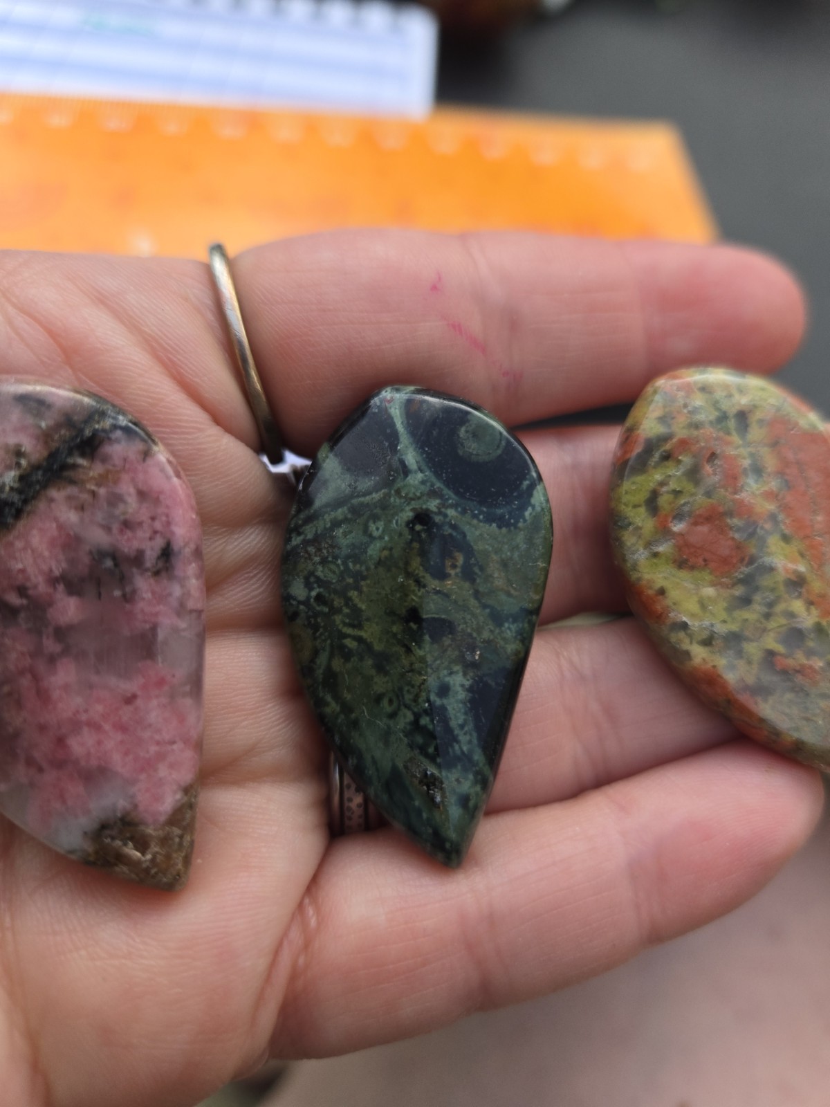 Cute Mini Collection! Mixed Materials-apatite, Moss Agate Mini Holder & Cabs!O19