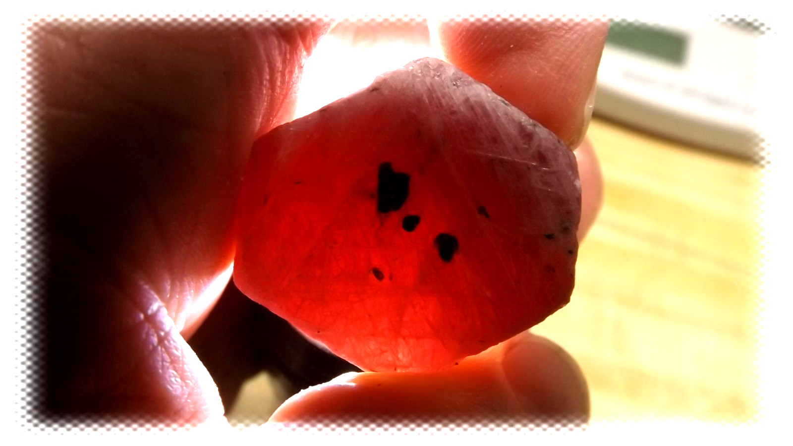 Hexagonal Large Red Ruby Rough Corundom Crystal (Free Shippinng)
