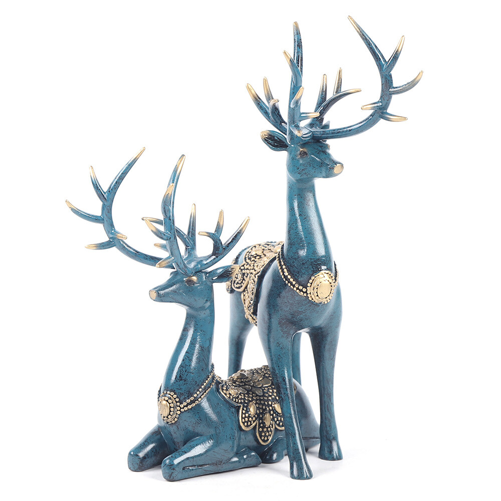 A Pair of Sika Deer Statues, Modern Sika Deer Figurines, Sika Deer Ornaments