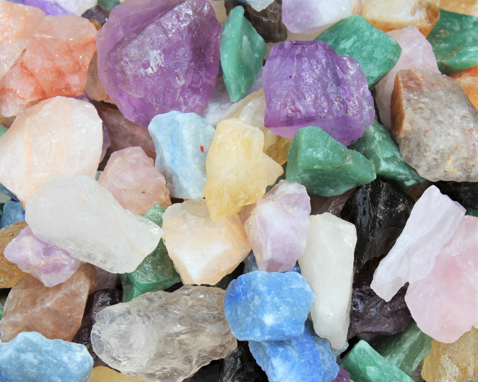 5 lb Lot Natural Rough Mixed QUARTZ (Amethyst, Citrine, Clear, Smokey, Rose)