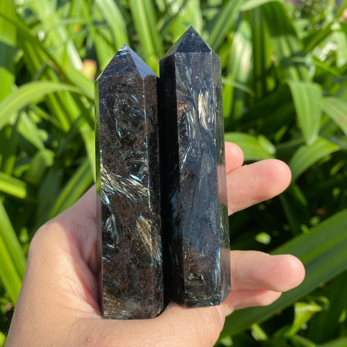 Arfvedsonite Crystal Rocks Polished Tower Point Natural Stone Healing Mineral