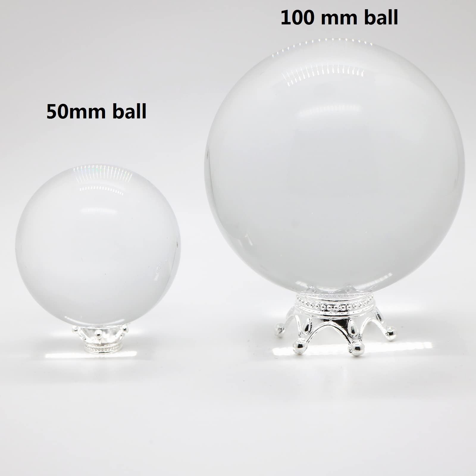 2 sizes 10 pcs Metal Silver Crystal Ball Stands Globe Stone Holders Sphere Di…
