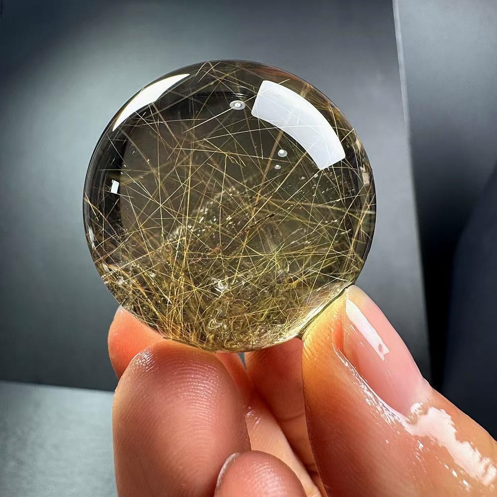 80g Natural Rutilated Quartz Sphere Crystal Ball Mineral reiki Decor