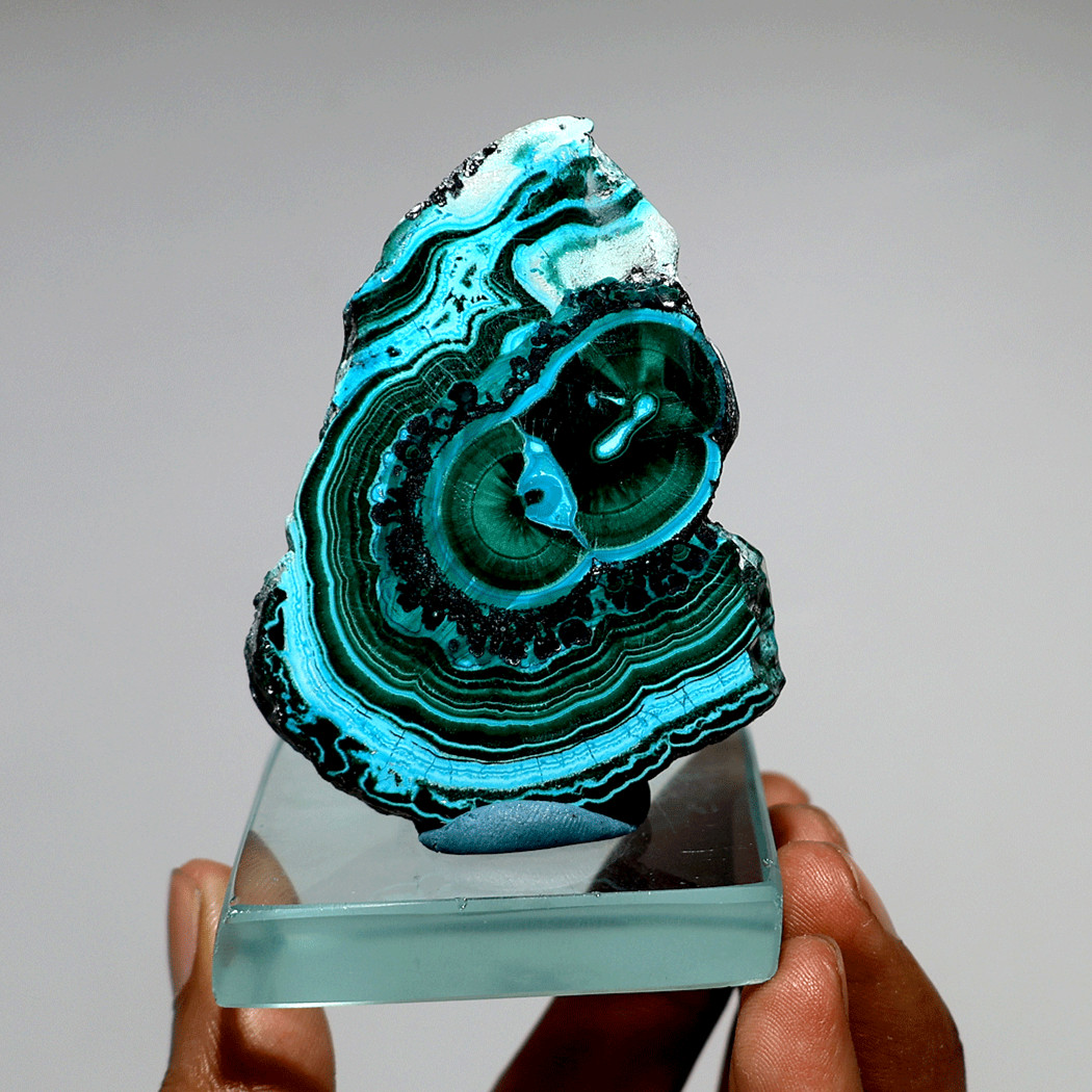 The Seer’s Stone — Orbital Chrysocolla Malachite Gem Slab — Banded Mineral Slice