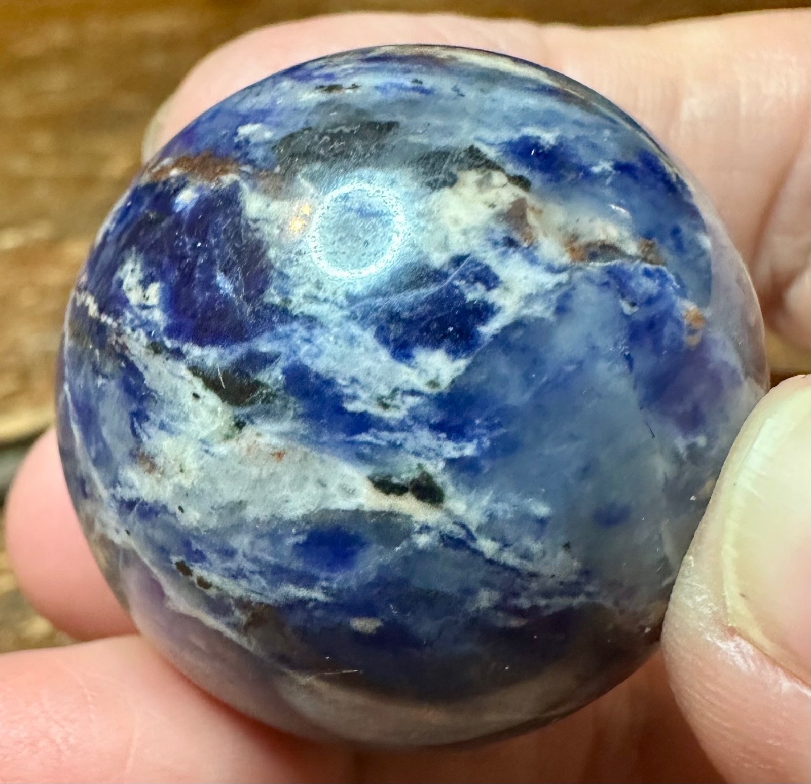 Lapiz lazuli blue crystal sphere with metal horse stand Free shipping