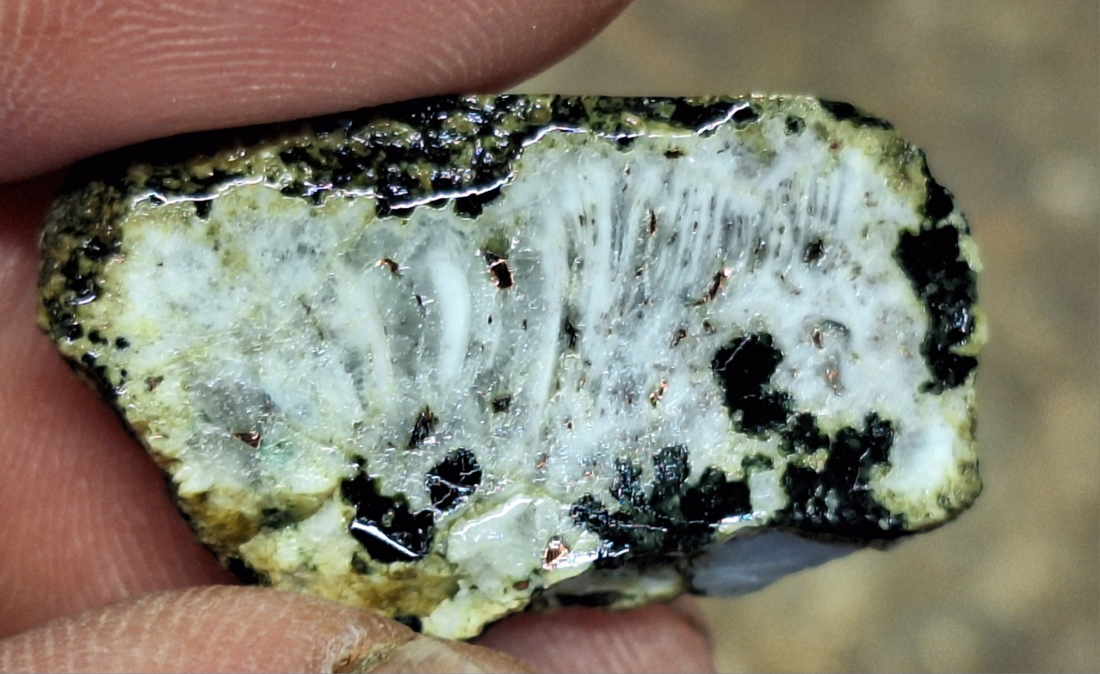 Copper Replacement Agate In Greenstone – Wolverine #2 Copper Mine – Michigan