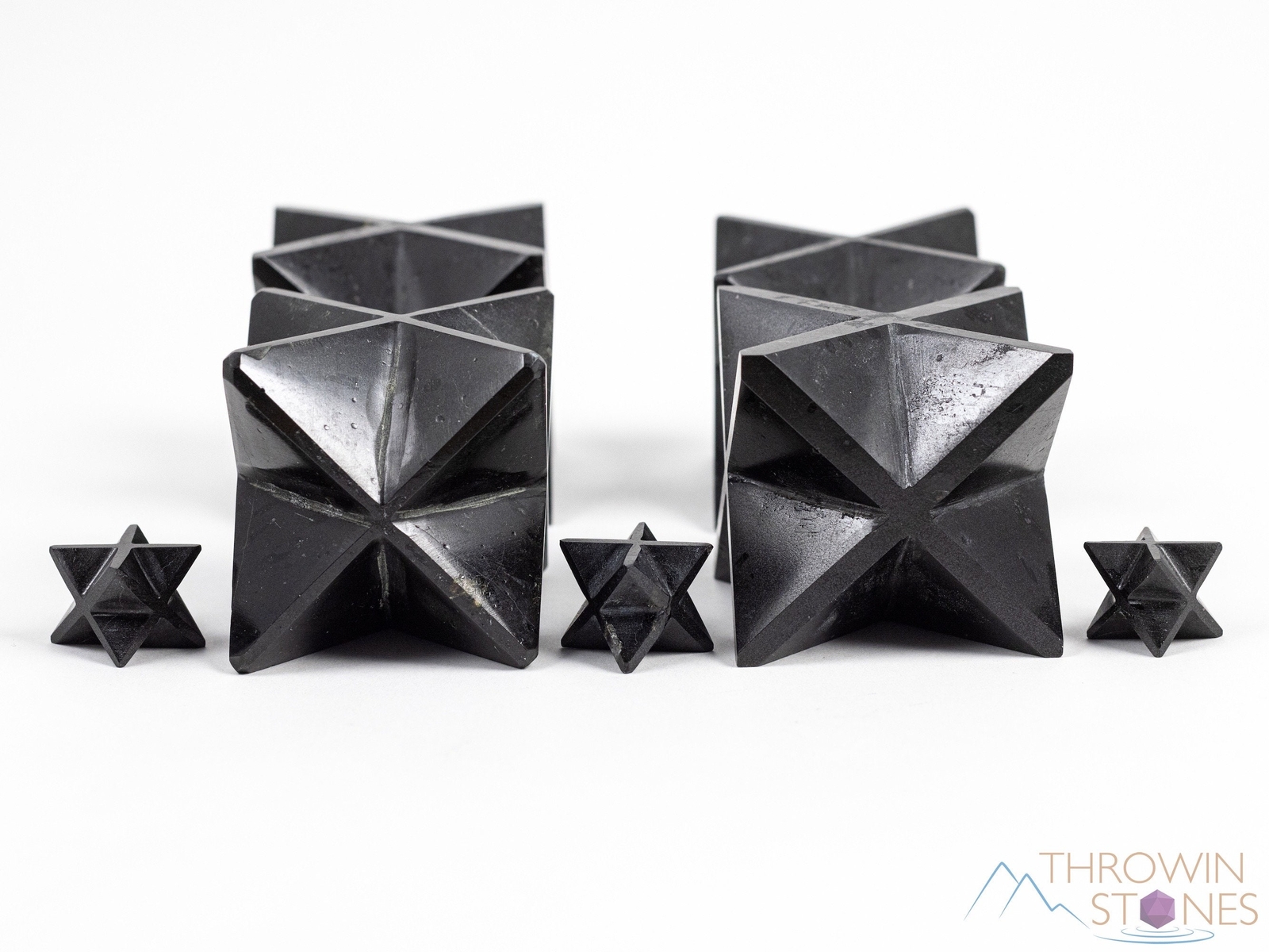 BLACK TOURMALINE Crystal Merkaba Irregular – Sacred Geometry Star Decor E2167