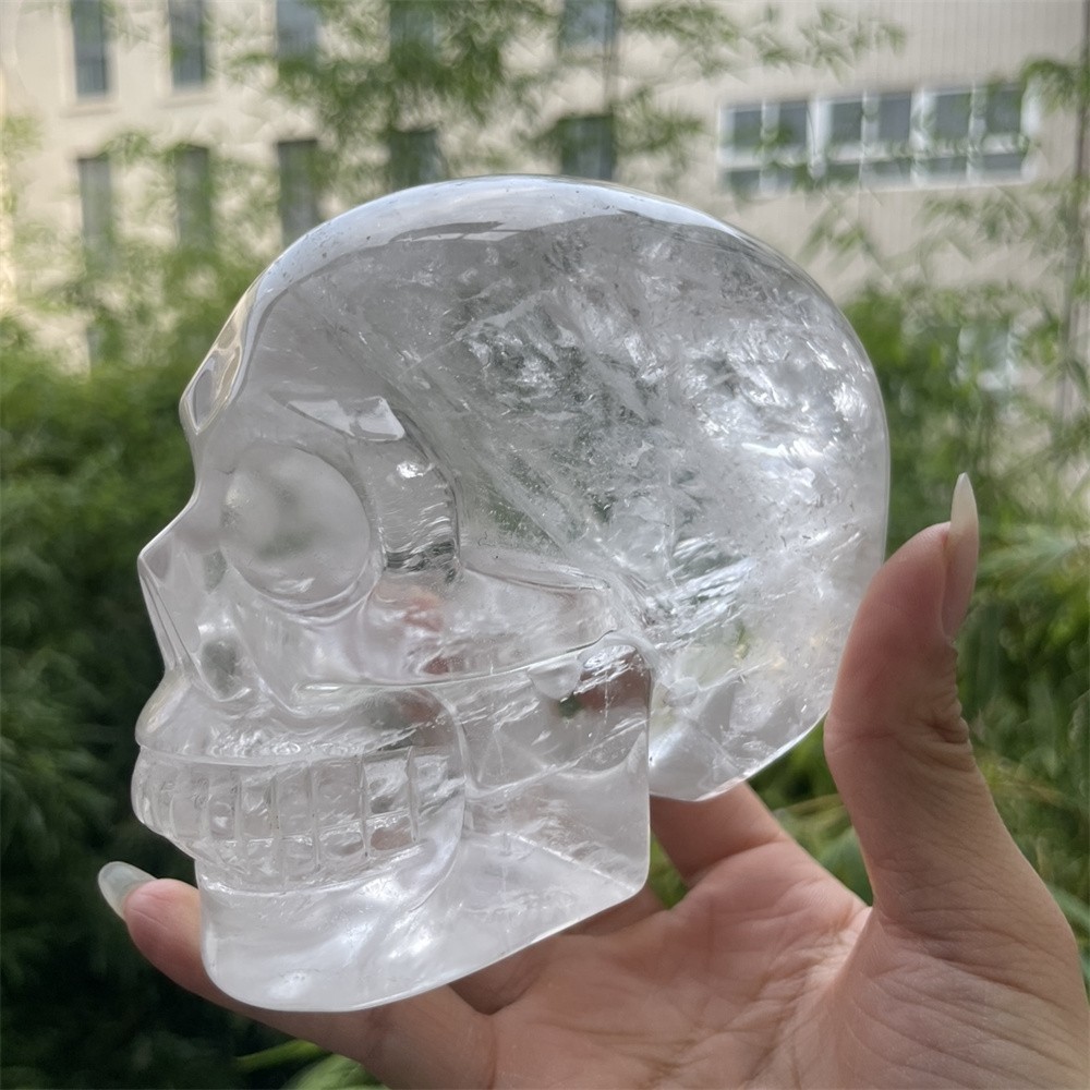 2.5LB 4.5″ A++ Natural Clear Quartz Skull Carving Crystal Healing Carved Decor