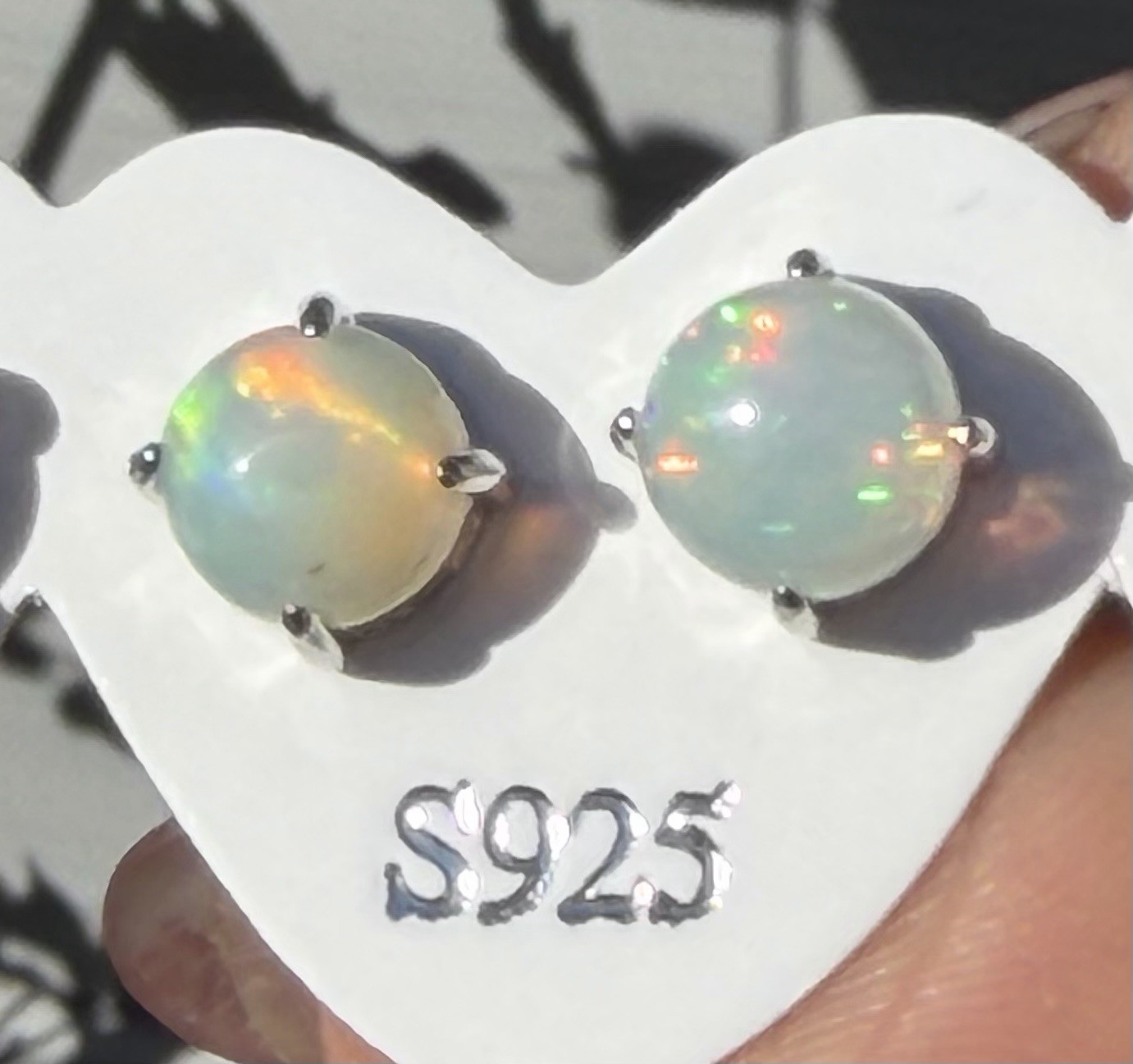 Wholesale Lot 5 Pairs Natural Opal Sterling Silver 925 Studs 6mm Round