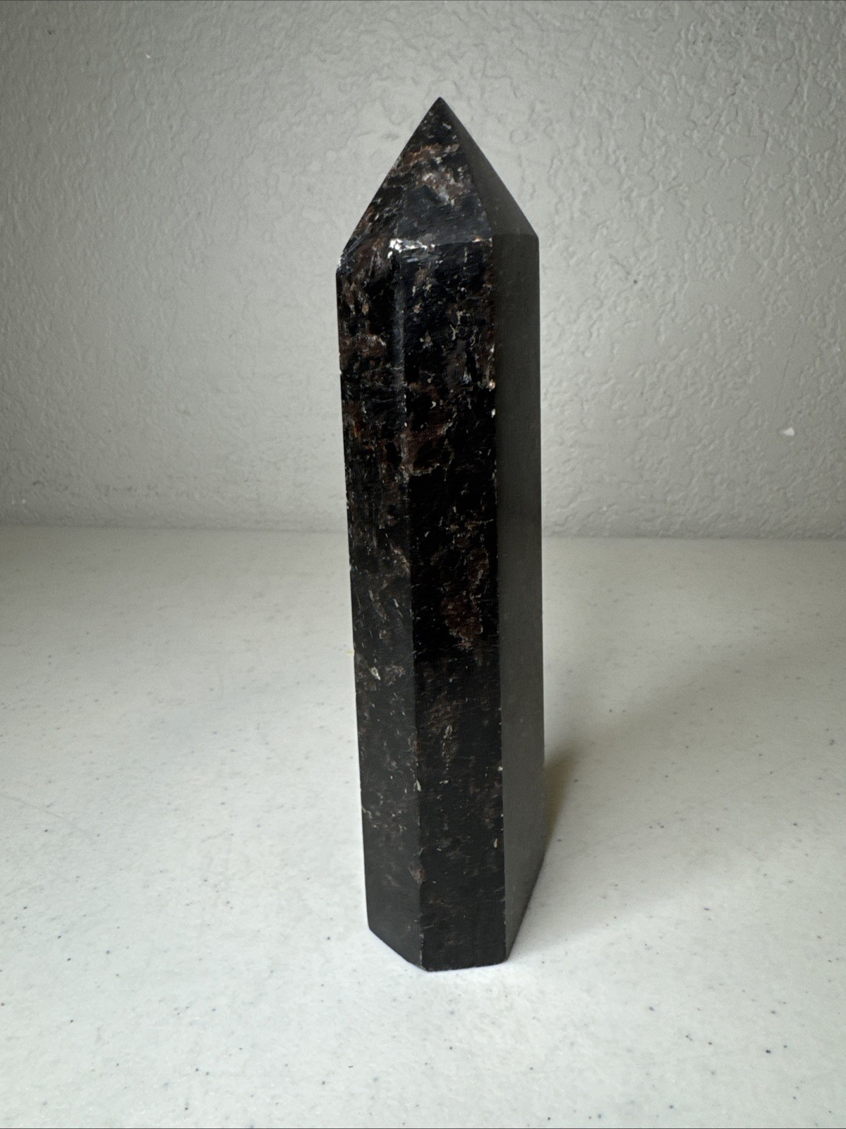 Stunning 7”/604g Garnet Arfvedsonite Astroplyllite Crystal Tower Energy Polished