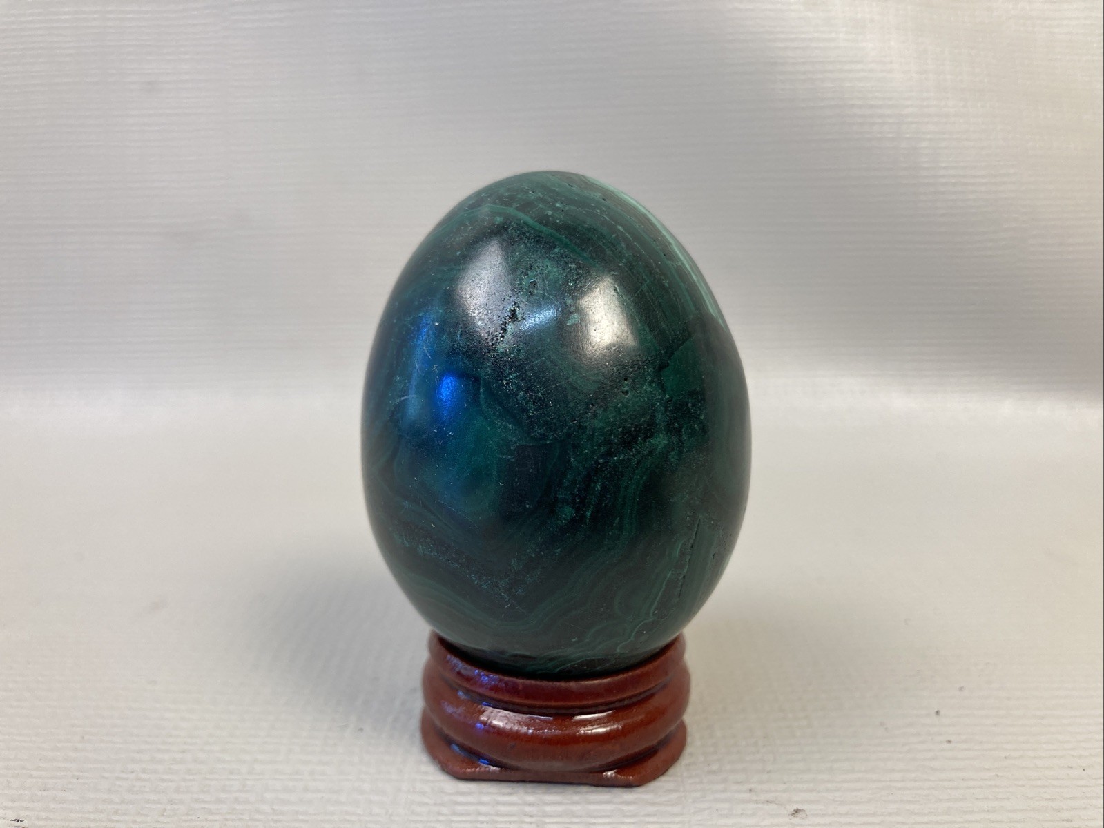 Natural Solid Green Malachite Egg Polished Gemstone 160g 2.25 inches W/ Stand