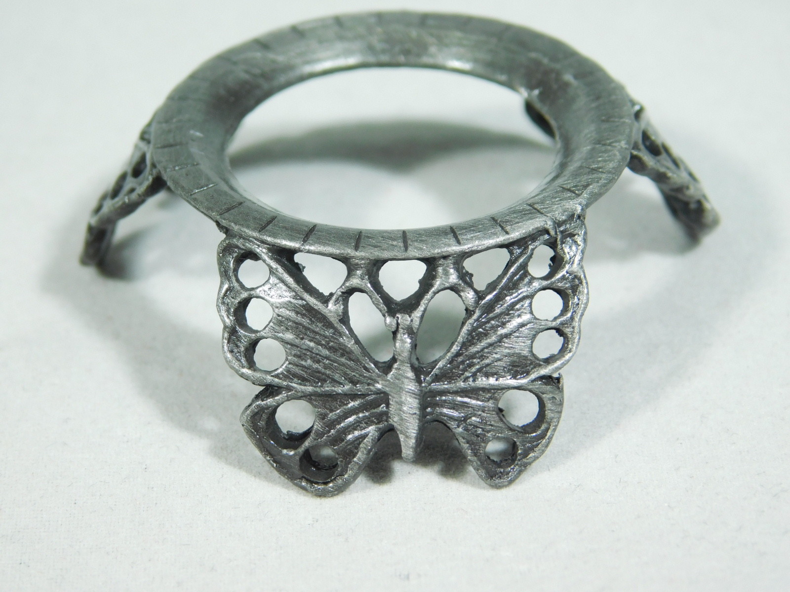Sphere Display Stand BUTTERFLY Design Wing Holes Pewter Color