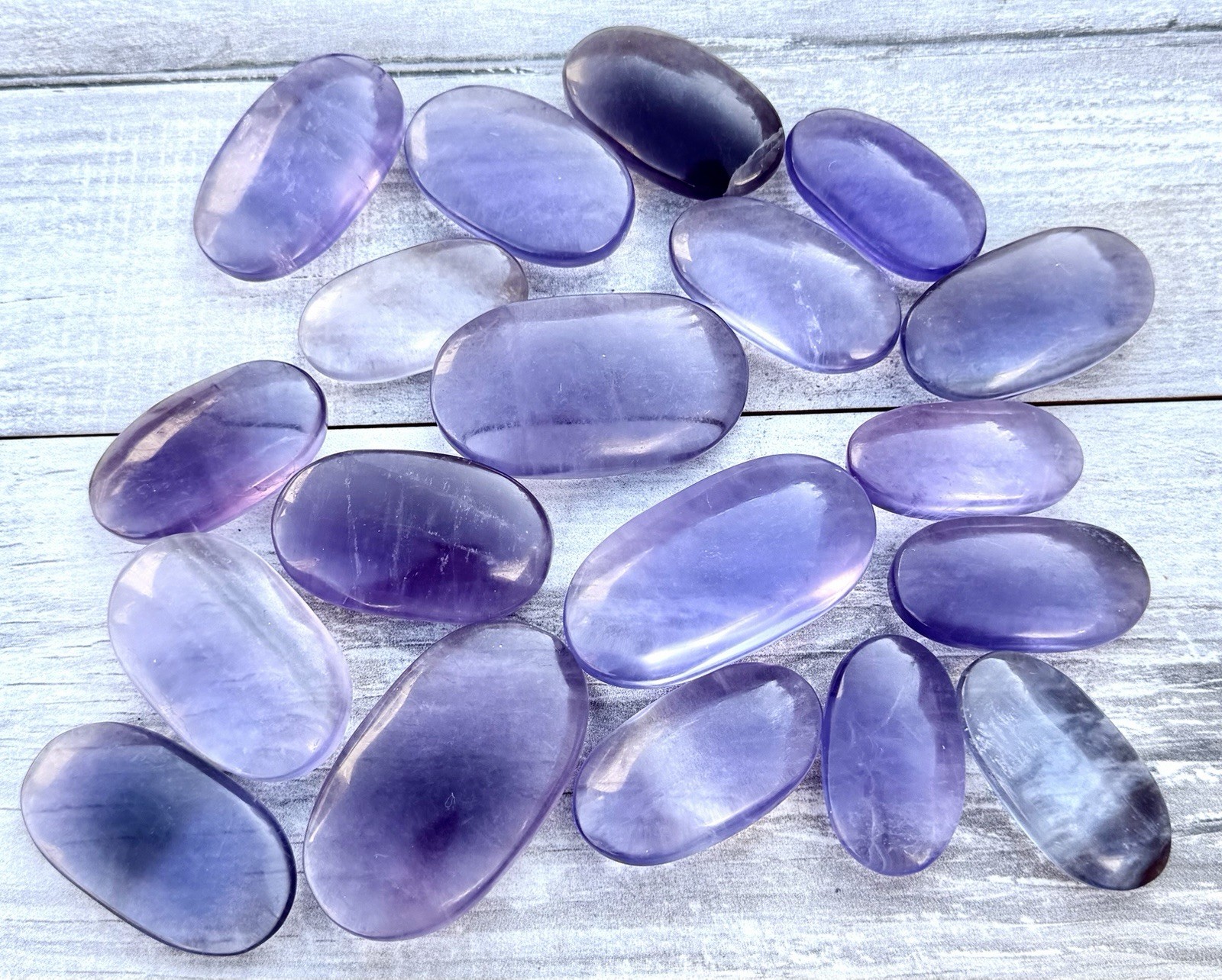 Wholesale Lot 2 Lbs Natural Purple Fluorite Palm Stone Crystal Healing