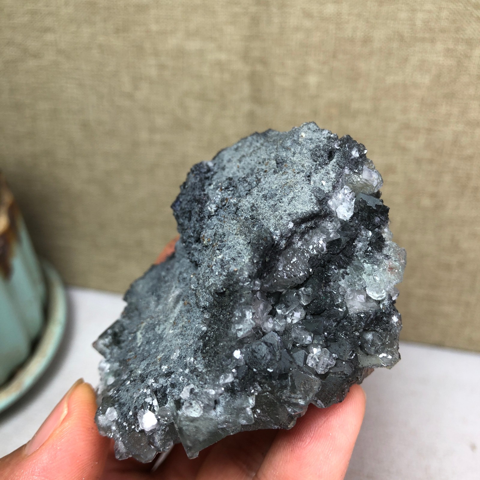 105g NATURAL Green Cubic FLUORITE Crystal Cluster Mineral Specimen A4731