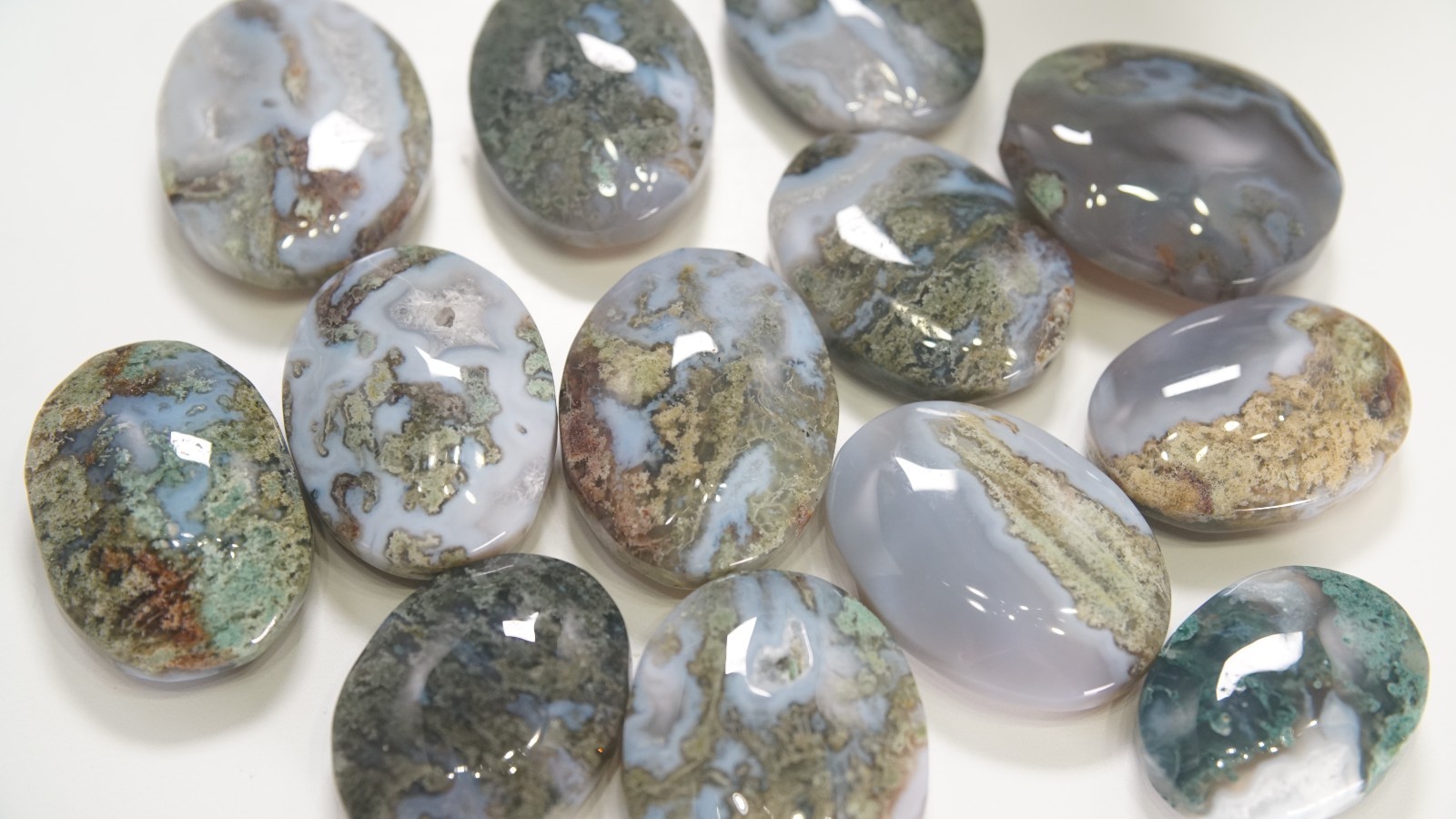 Wholesale Lot 6 PCS Natural Moss Agate Palm Stones | US Seller