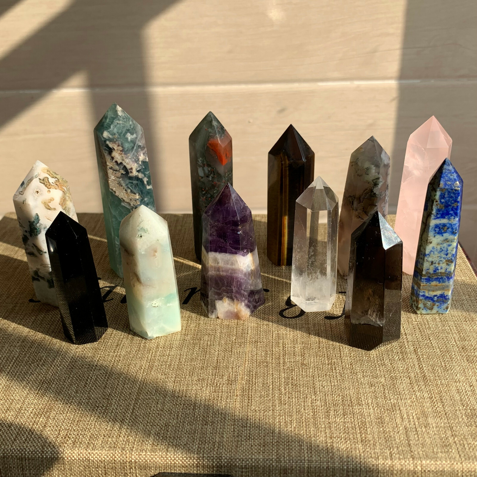 12pcs A lot TOP natural quartz crystal obelisk wand point healing send randomly