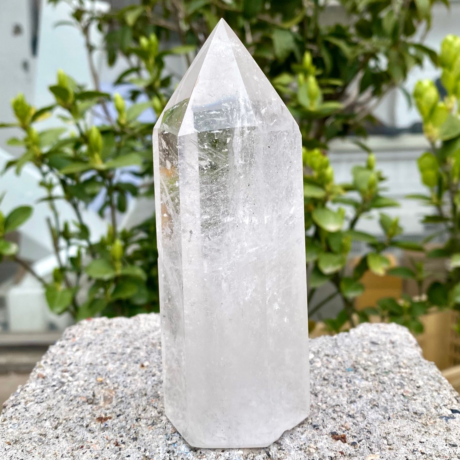 1.01LB Natural Clear White Crystal Obelisk Transparent Quartz Energy Column Reik